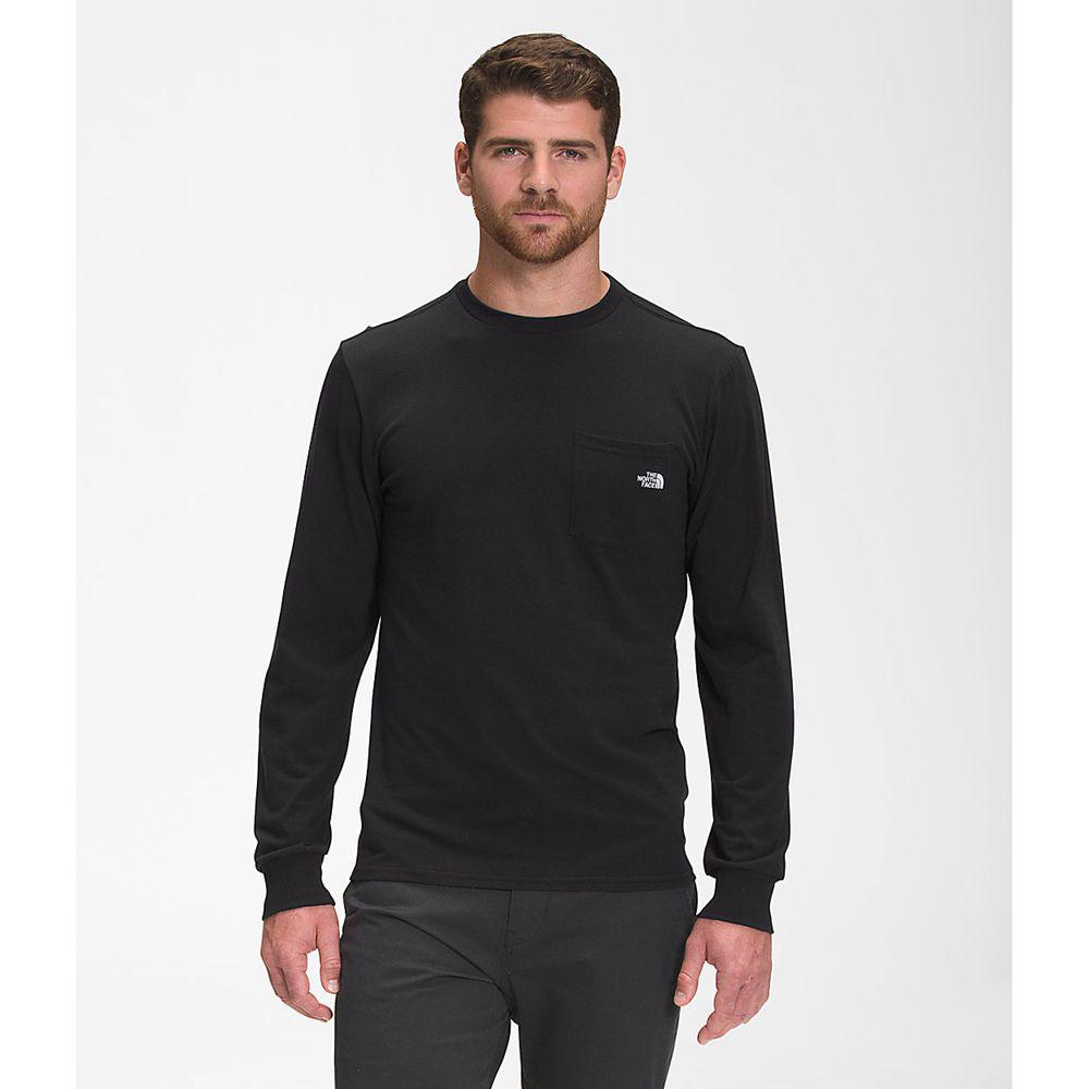 The North Face Long Sleeve Woodmont Pocket Ανδρικα Μπλούζα Με Μακρύ Μανίκι - Μαυρα (WFDE94761)